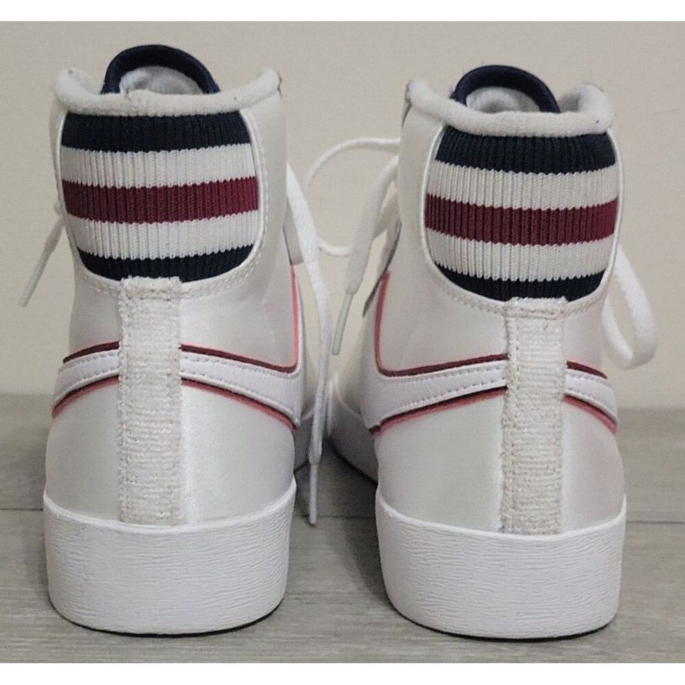 Nike Shoes Womens 8 Blazer Mid Satin Jacket Sneakers Lifestyle Retro White Red - Picture 6 of 11